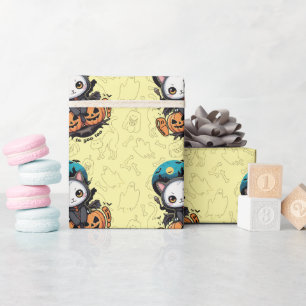 Boo auch für dich Niedliche Katzenwings & Pumpki Geschenkpapier