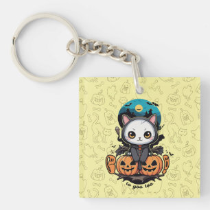 Boo auch für dich Niedliche Katzenwings & Pumpki Schlüsselanhänger
