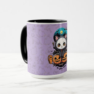 Boo auch für dich   Niedliche Katzenwings & Pumpki Tasse
