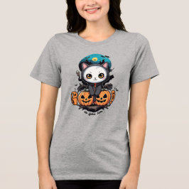 Boo auch für dich | Niedliche Katzenwings & Pumpki Tri-Blend Shirt
