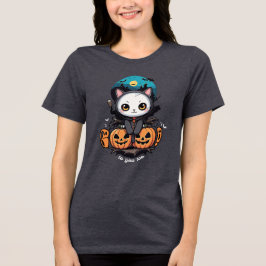 Boo auch für dich | Niedliche Katzenwings & Pumpki Tri-Blend Shirt