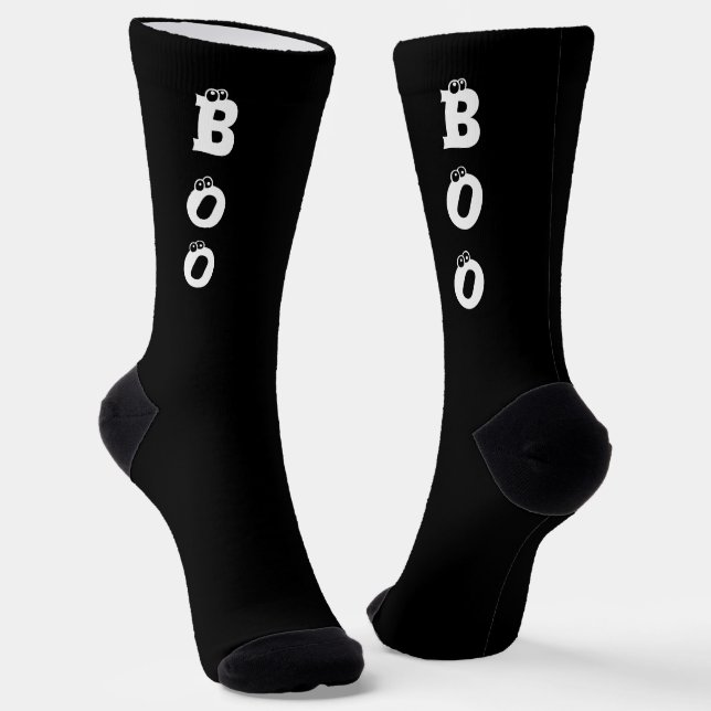 Boo-Augälische lustige Typografie schwarz Hallowee Socken (Gewinkelt)