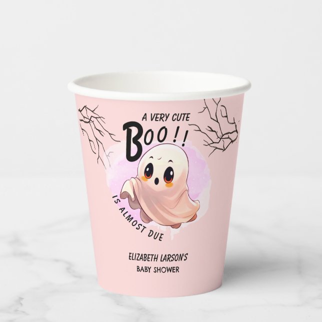Boo Baby Dusche Halloween Pink Thema Niedliches Pa Pappbecher (Vorderseite)