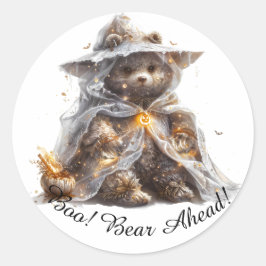 Boo! Bär vor! Teddy-Bär. Ghost Teddy Runder Aufkleber