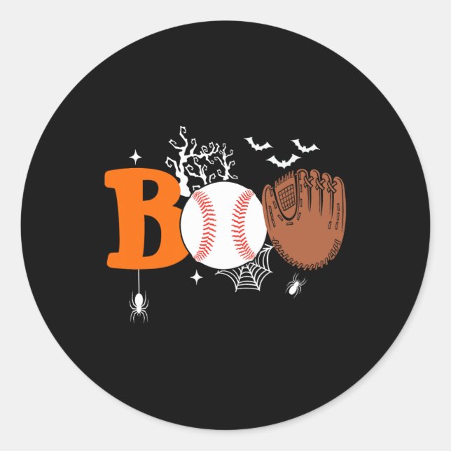Boo Baseball Halloween Spooky Halloween Baseball P Runder Aufkleber (Vorderseite)