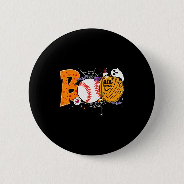Boo Baseball Player Catcher Tcher Funny Halloween  Button (Vorderseite)