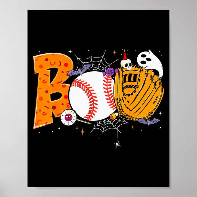 Boo Baseball Player Catcher Tcher Funny Halloween  Poster (Vorne)