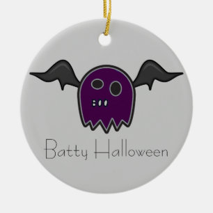 Boo Bat Lila Ghost Batty Halloween Ornament