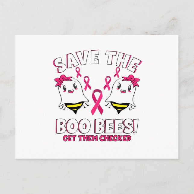Boo Bees Breast Cancer Awareness Pink Ribbon Postkarte (Vorderseite)