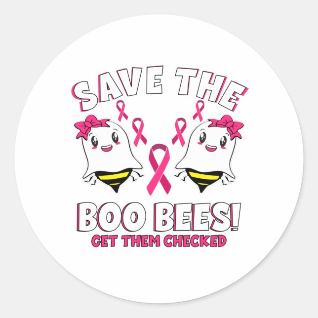 Boo Bees Breast Cancer Awareness Pink Ribbon Runder Aufkleber (Vorderseite)