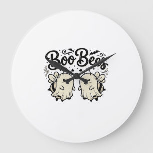 Boo Bees Vintage Halloween Geist Biene Design_1 Große Wanduhr