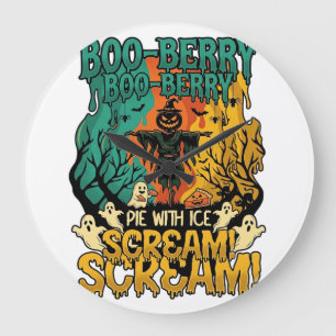 Boo Berry Pie Eis Schrei Kürbis Vogelscheuche Hall Große Wanduhr