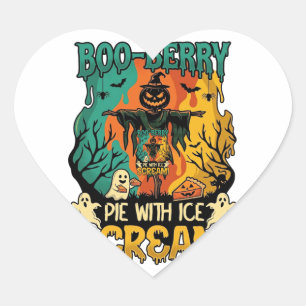 Boo Berry Pie Eis Schrei Kürbis Vogelscheuche Hall Herz-Aufkleber