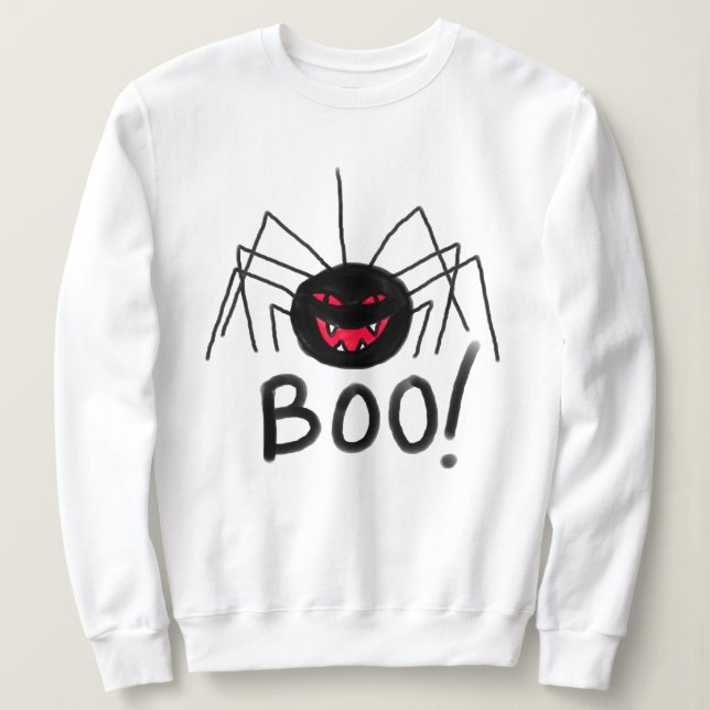 Boo ! Big Black Spider Sweatshirt d'Halloween (Design devant)