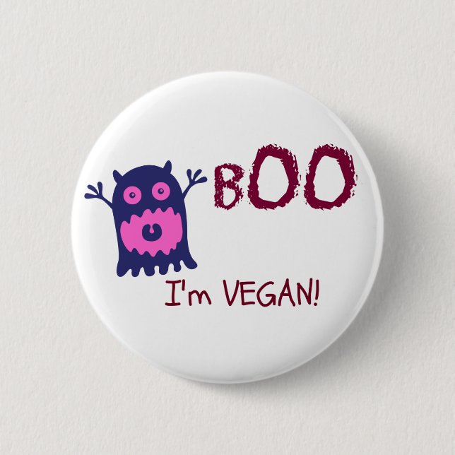 Boo bin ich veganer Knopf Button (Vorderseite)