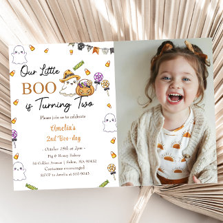Boo Birthday unser kleiner Boo dreht zwei Fotos Einladung