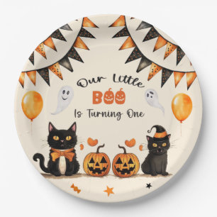 Boo Black Cat Halloween-Party macht sich eins Pappteller