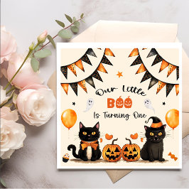 Boo Black Cat Halloween-Party Serviette