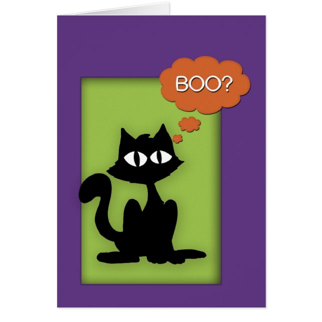 Boo Black Kitty Halloween Card (Vorne)