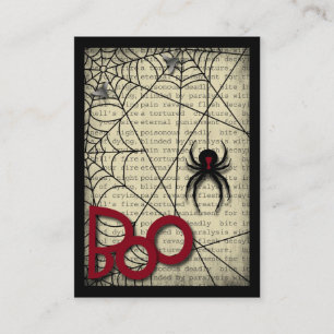 Boo Black Widow Spider & Creepy Text zu Halloween Begleitkarte