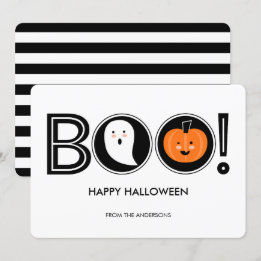 Boo ! Bonne carte plat Halloween