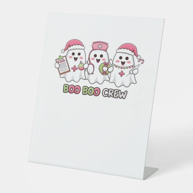 Boo Boo Crew Christmas, Ghost Nurse Oversized T-Sh Sockelschild (Vorderseite)