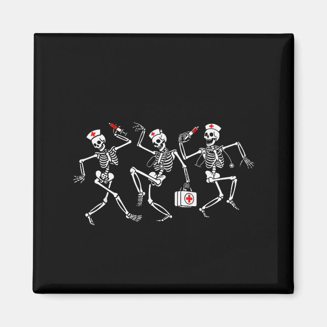 Boo Boo Crew Funny Dancing Skeleton Nurse Squad Ha Magnet (Vorne)