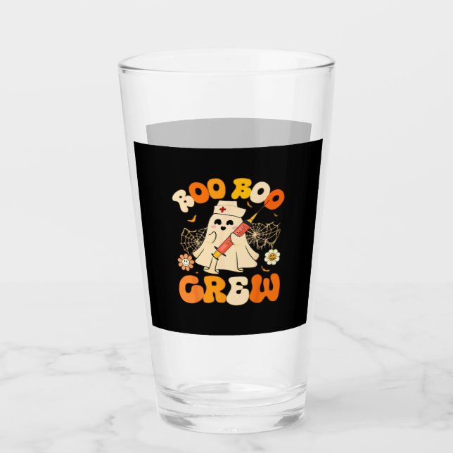 Boo Boo Crew Funny Ghost For Nurse, Retro Hallowee Glas (Vorderseite)