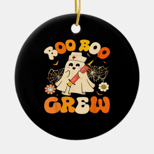 Boo Boo Crew Funny Ghost For Nurse, Retro Hallowee Keramik Ornament (Vorne)