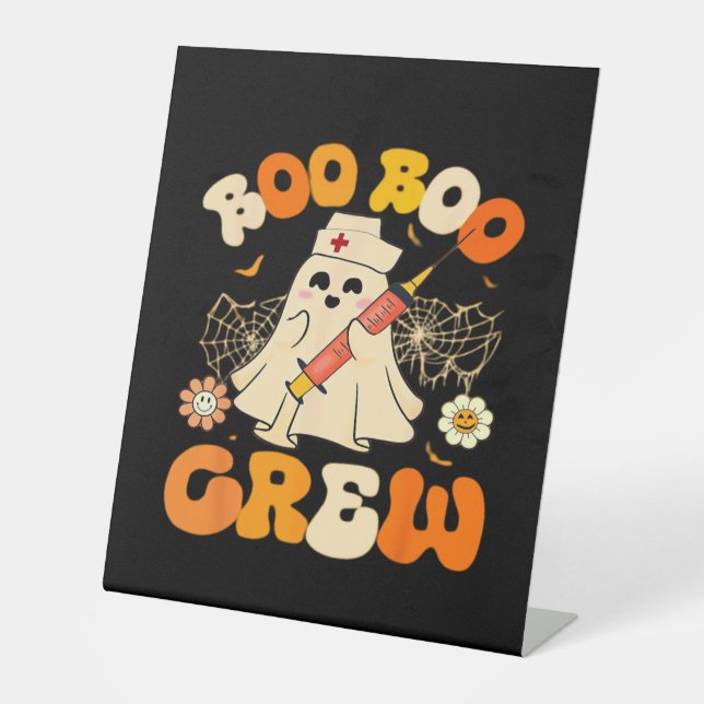 Boo Boo Crew Funny Ghost For Nurse, Retro Hallowee Sockelschild (Vorderseite)