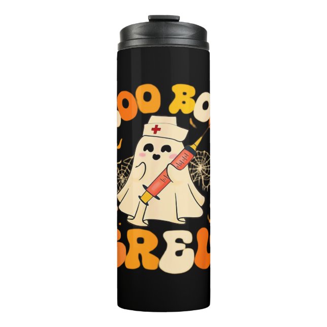 Boo Boo Crew Funny Ghost for Nurse, Retro Hallowee Thermosbecher (Vorderseite)