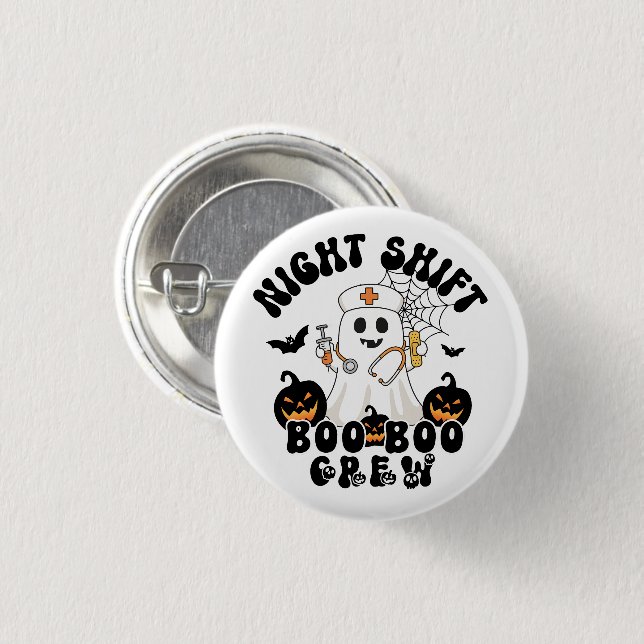 BOO-BOO-Crew für Nachtschichten - Schaltfläche "Nu Button (Vorne & Hinten)
