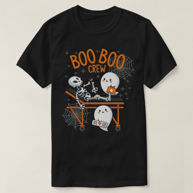 Boo Boo Crew Ghost Doctor Paramedic EM Nurse Hallo T-Shirt (Design vorne)