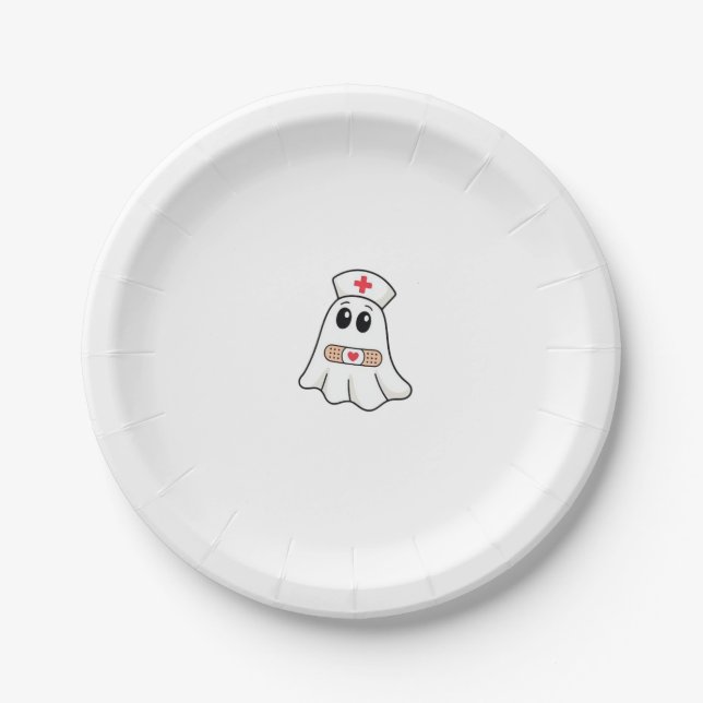 BOO BOO CREW Ghost Nurse Funny Halloween Essential Pappteller (Vorderseite)