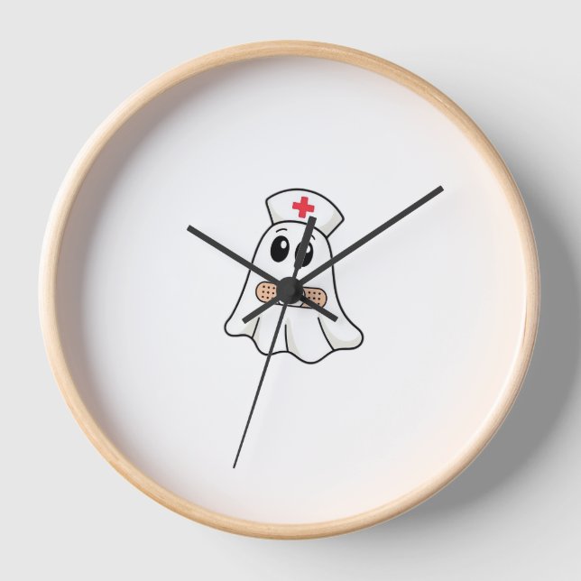 BOO BOO CREW Ghost Nurse Funny Halloween Essential Uhr (Vorderseite)