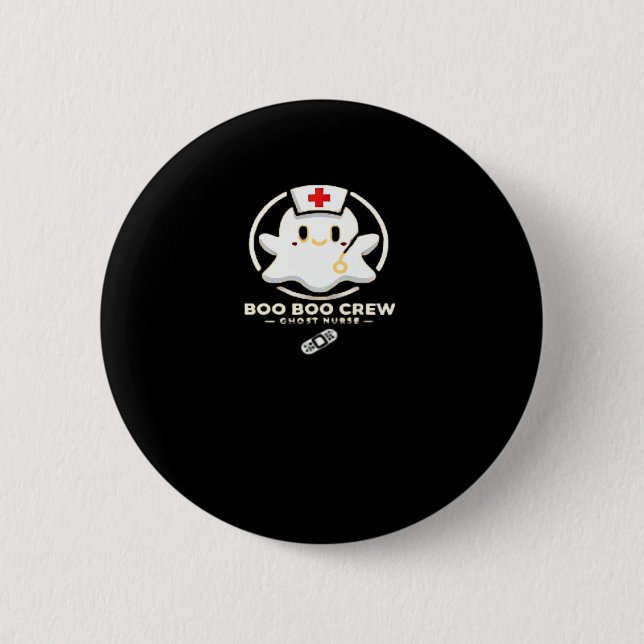 Boo Boo Crew Ghost Nurse - Niedlich und Spooky Hal Button (Vorderseite)