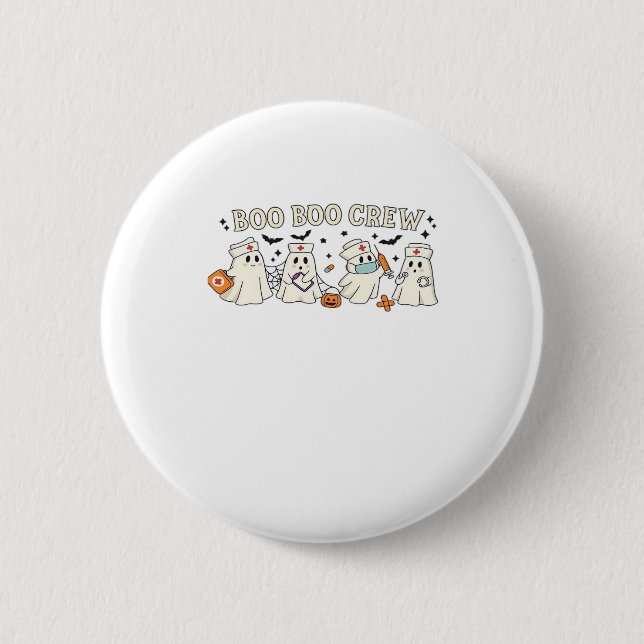 Boo Boo Crew Ghost Nurse Oversifizierter T - Shirt Button (Vorderseite)
