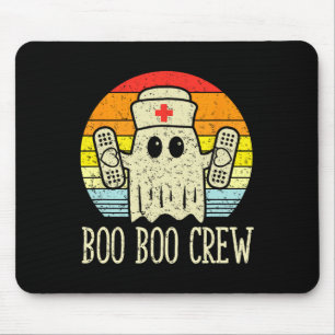 Boo Boo Crew Ghost Nurse Retro Halloween 2020 Nurs Mousepad