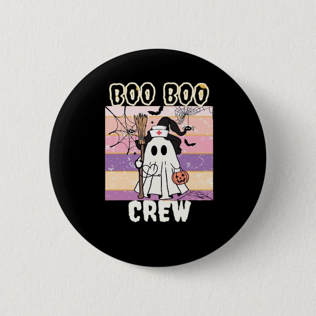Boo Boo Crew Halloween Ghost Nurse Essential T-Shi Button (Vorderseite)