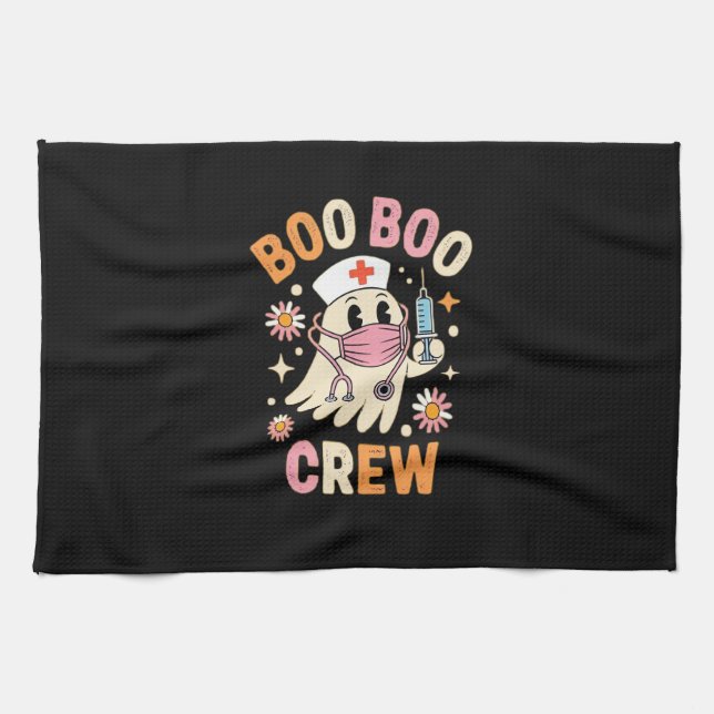 Boo Boo Crew Halloween Ghost Nurse Essential T-Shi Geschirrtuch (Horizontal)