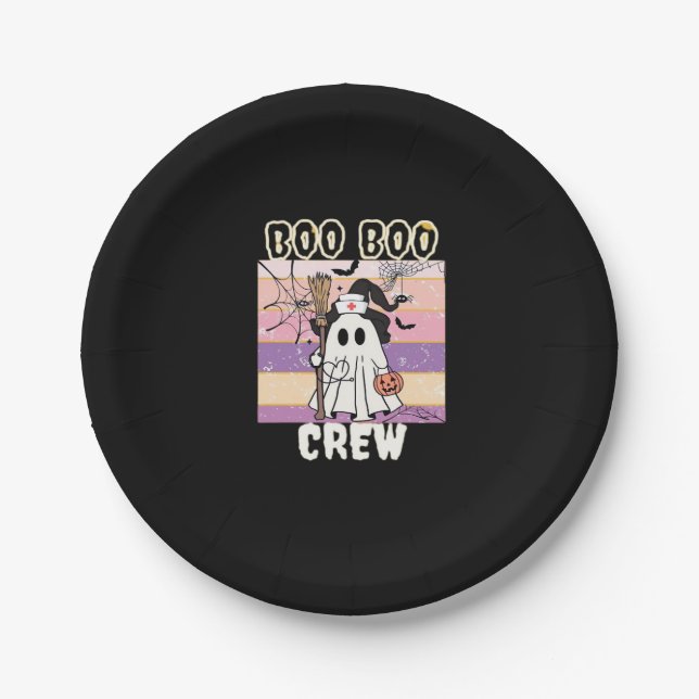 Boo Boo Crew Halloween Ghost Nurse Essential T-Shi Pappteller (Vorderseite)
