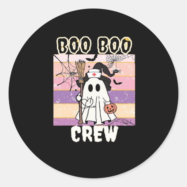 Boo Boo Crew Halloween Ghost Nurse Essential T-Shi Runder Aufkleber (Vorderseite)