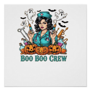 Boo Boo Crew Halloween Krankenschwester mit Spritz Poster