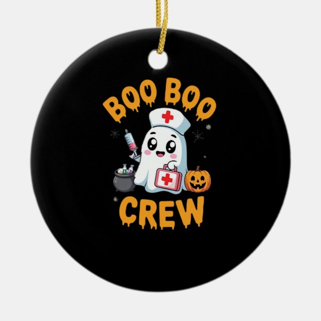 Boo Boo Crew Nurse Cute Ghost Halloween Nursing Es Keramik Ornament (Vorne)