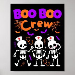 Boo Boo Crew Nurse Dancing Skeletts Halloween Ort Poster
