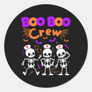 Boo Boo Crew Nurse Dancing Skeletts Halloween Ort Runder Aufkleber