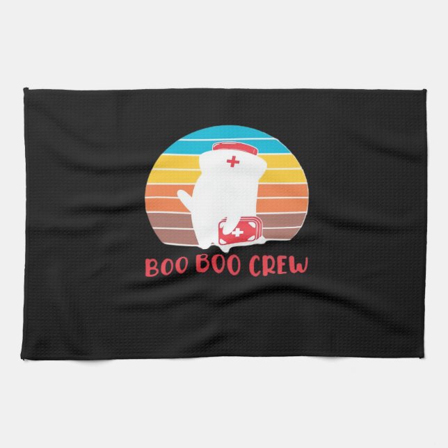 Boo Boo Crew Nurse Funny Ghost Halloween Classic T Geschirrtuch (Horizontal)