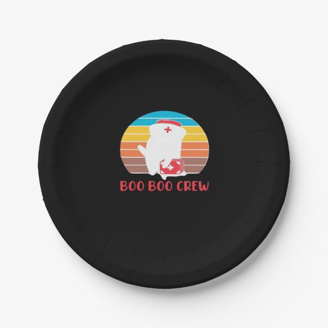 Boo Boo Crew Nurse Funny Ghost Halloween Classic T Pappteller (Vorderseite)