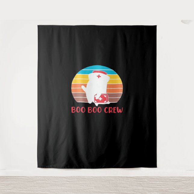 Boo Boo Crew Nurse Funny Ghost Halloween Classic T Wandteppich (Vorderseite)