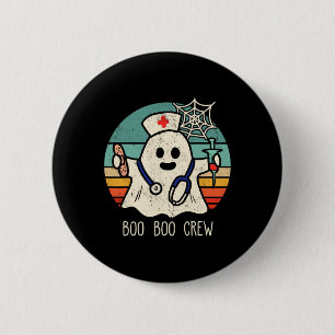 Boo Boo Crew Nurse Funny Ghost Women Halloween Cos Button